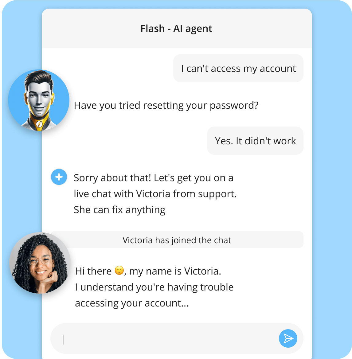 AI scheduling assistant transitioning to human support