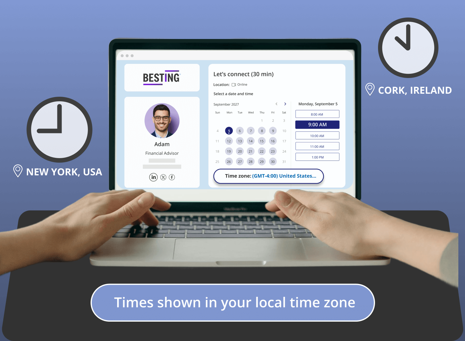 Time zone detection with Oncehub