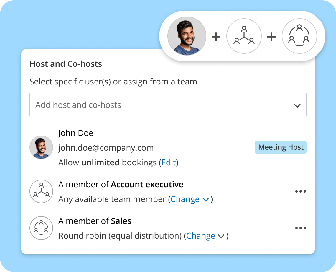 Pre-assign hosts and schedule dynamically for the same meeting